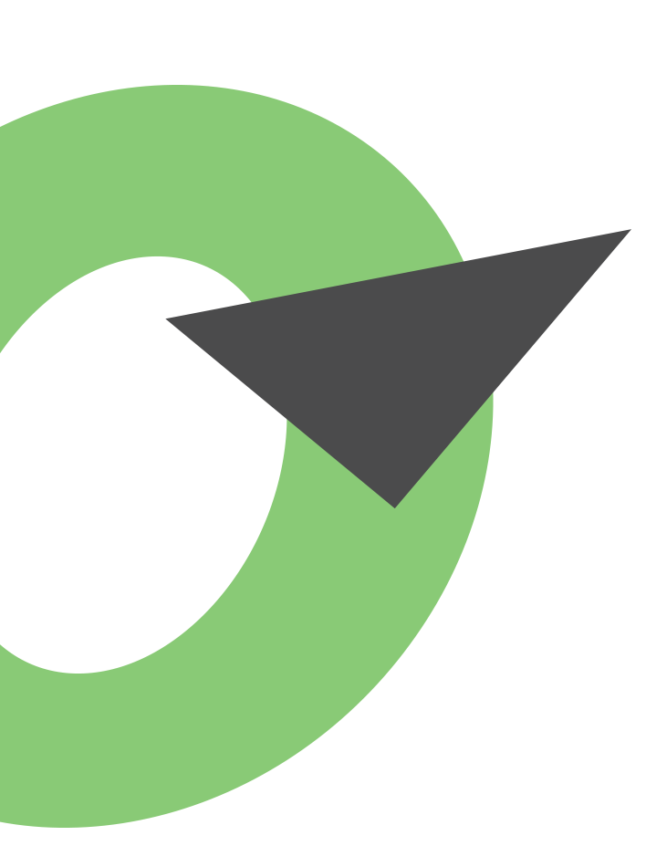Geomega emblem: green loop with dark compass arrow